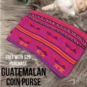 Guatemalan Coin Purse-Cotton-ZipTop-Pink-EUC